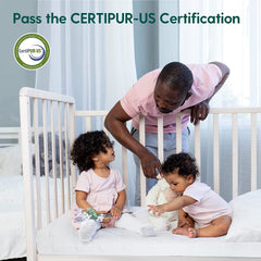 BABELIO Premium Memory Foam Crib Mattresses 51" x 27" x 4.7", 2-Stage, Splittable Design, Waterproof Lining & Removable Mattress Cover, for Standard Crib & Toddler Bed