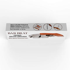 Wine Opener & Waiters Corkscrew (Rosewood) by Bar Brat ™ / Stronger Than Other Wine Openers & Corkscrews/Only Corkscrew You'll Ever Use/Wine Foil Cutter included by Bar Brat