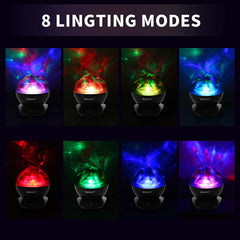 Kingtoys Night Light, LED Projector Night Lamps with Remote, 8 Mode Lighting Shows, Built in Speaker and Timing, Mood Relaxing Soothing Night Light for Baby Kids Adults (UL Adapter)