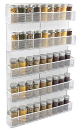 TQVAI 5 Tier Wall Mount Spice Rack Organizer Kitchen Spice Storage Shelf - Made of Sturdy Punching Net, White