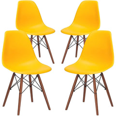 Poly and Bark Vortex Side Chair Walnut Legs, Black, Set of 4