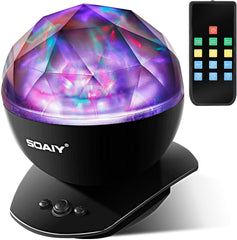 Kingtoys Night Light, LED Projector Night Lamps with Remote, 8 Mode Lighting Shows, Built in Speaker and Timing, Mood Relaxing Soothing Night Light for Baby Kids Adults (UL Adapter)