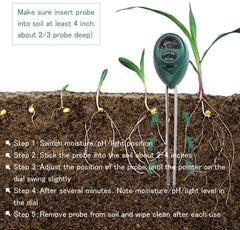 Soil Test Kit,Besmon 3-in-1 Soil Ph Meter,Soil Moisture Meter Indoor/Outdoor Plant Care Soil Tester Light and PH MeterFor Plant