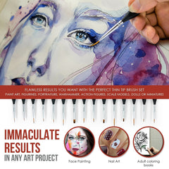 DUGATO Micro Detail Paint Brush Set, 8pcs Tiny Professional Fine Miniature Paint Brushes Kit with Ergonomic Handle for Acrylic, Oil, Watercolor, Art, Scale Model, Face, Paint by Numbers (VIII)