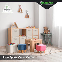 NEATERIZE 13x13 Large Storage Cubes (Set of 8). Fabric Storage Bins with Dual Handles | Cube Storage Bins for Home and Office | Foldable Cube Baskets For Shelf | Closet Organizers and Storage Box (Beige)