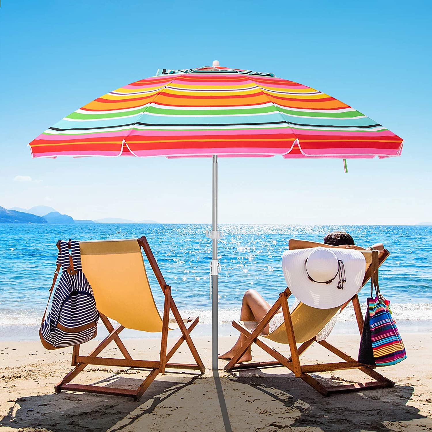 Bumblr 6.5ft Beach Umbrella with Sand Anchor & Tilt Mechanism Outdoor – Hint Capital