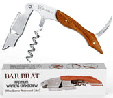 Wine Opener & Waiters Corkscrew (Rosewood) by Bar Brat ™ / Stronger Than Other Wine Openers & Corkscrews/Only Corkscrew You'll Ever Use/Wine Foil Cutter included by Bar Brat