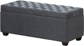 Homelegance Tufted Fabric Lift-Top Storage Bench, Grey