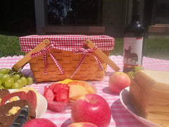 URFORESTIC Picnic Basket Natural Woven Woodchip with Double Folding Handles | Easter Basket | Storage of Plastic Easter Eggs and Easter Candy