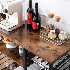 IBUYKE Industrial Kitchen Baker’s Rack, Coffee Bar, Utility Storage Shelf, Microwave Oven Stand, 4-Tier+3-Tier Table for Spice Rack, Simple Assembly TMJ021H