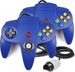 Soanufa 2 Pack Classic N64 Controllers, Retro Wired N64 64-bit Gamepad Joystick for Ultra 64 Video Game Console N64 System (Transparent Blue+Red)