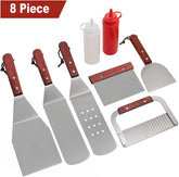 ROMANTICIST 8Pcs Spatula Set Griddle Accessories BBQ Tool Kit - Heavy Duty Stainless Steel Professional Grade Spatula Turner Set - Great for Cooking Camping and Tailgating