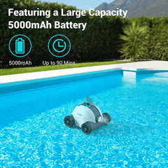 AIPER Cordless Robotic Pool Cleaner, Pool Vacuum with Upgraded Dual-Drive Motors, Self-Parking Technology, Up to 90 Mins Cleaning for Above/In-ground Pools with Flat Floor Up to 50 Ft- Seagull 1000
