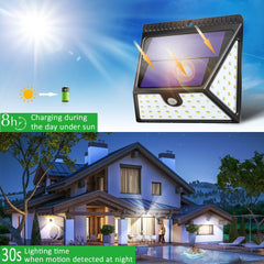 Solar Lights Outdoor, Mitaohoh 82 LEDs Wireless Waterproof Solar Motion Sensor Light Outdoor with 3 Sided Illumination and 270° Wide Angle for Garden, Yard, Fence, Step, Front Door (4 Pack)