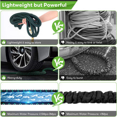 Yetolan Expandable Garden Hose 100 ft with 9 Function High Pressure Nozzle, lightweight Water Hose with Durable 3 Layers Latex Core Leak Resistan and Solid Brass Fittings