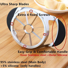 YHTAWOO Apple Corer Slicer+Orange peeler+cleaning brush, Apple Slicer Stainless steel Core remover Blooming Onion Cutter Pear Divider Wedger Metal Decorer Tool For Large Apple Kitchen Gadgets