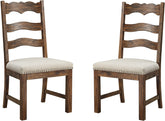 Emerald Home Furnishings Bay Rustic Brown Dining Chair with Upholstered Seat, Ladder Back, And Nailhead Trim, Set of Two