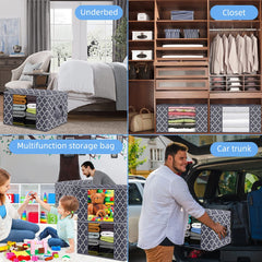 QYQBOON Large Clothes Storage Bags 100L Storage Bins Organizer Clothing Thicken Storage Containers for Comforter Blanket Bedding, Foldable with Reinforced Handle, Clear Window, Sturdy Zippers, 3 Pack