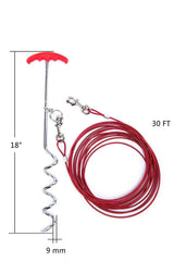 SÄKER Dog Tie Out Cable and Stake 30 ft Outdoor, Yard and Camping, for Small to Medium Dogs Up to 60 lbs, 16" Stake, 30 ft Cable