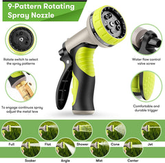 Yetolan Expandable Garden Hose 100 ft with 9 Function High Pressure Nozzle, lightweight Water Hose with Durable 3 Layers Latex Core Leak Resistan and Solid Brass Fittings