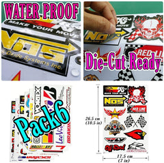 Auto Car Race Hot Rod Racer Performance Equipment Tool Automotive Motorsport Skateboard Bike Parts Accessories Helmet Racing Pack 6 for Kids Adults Teens Graffiti Vinyl Decals Stickers D6728 Best4Buy