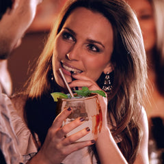 Benicci Moscow Mule Copper Mugs - 100% HCNDCRAFTED - Food Safe Pure Solid Unlined Copper Mug 16 oz Gift Set with BONUS: Highest Quality Cocktail Copper Straws, Shot Glass and Spoon (Set of 4)