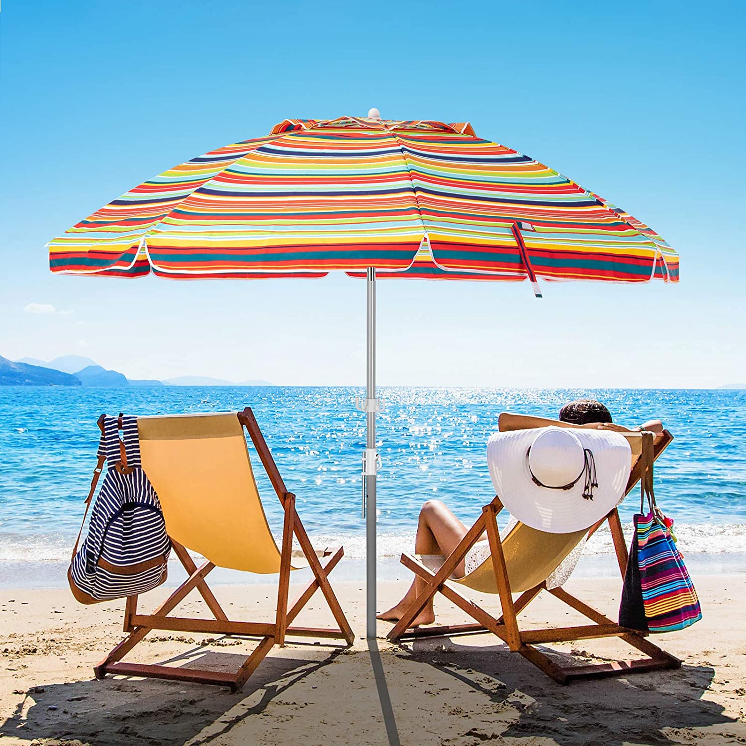 bumblr patio umbrella Bumblr 6.5ft Beach Umbrella with Sand Anchor & Tilt Mechanism Outdoor –  Hint Capital