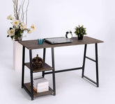 PayLessHere Vintage Brown Finish Computer Writing Study Trestle Desk Modern Vintage Home Office