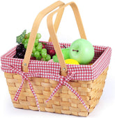 URFORESTIC Picnic Basket Natural Woven Woodchip with Double Folding Handles | Easter Basket | Storage of Plastic Easter Eggs and Easter Candy