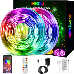 HRDJ Led Strip Lights 66ft, Music Sync Color Changing Led Light Strip 5050 SMD Flexible Rope Lights with 24Key Remote APP Control Led Lights for Bedroom Party