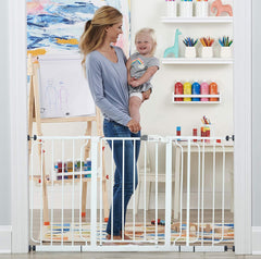 Regalo 56-Inch Extra WideSpan Walk Through Baby Gate, Includes 4-Inch, 8-Inch and 12-Inch Extension, 4 Pack of Pressure Mounts