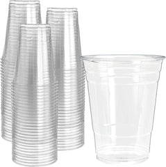 PRESTEE 200 Clear Plastic Cups | 16 oz Plastic Cups | Clear Disposable Cups | PET Cups | Plastic Water Cups | Plastic Beer Cups | Clear Plastic Party Cups |Crystal Clear Cups