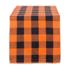 DII Cotton Buffalo Check Table Runner for Family Dinners or Gatherings, Indoor or Outdoor Parties, Halloween, & Everyday Use (14x72", Seats 4-6 People), Orange & Black