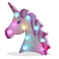 Pooqla LED Unicornio Night Light Lamp Kids Marquee Lights Unicorn Shape Signs Light Up Christmas Party Wall Decoration Battery Operated (Pink)