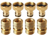 GORILLA EASY CONNECT Garden Hose Quick Connect Fittings. ¾ Inch GHT Solid Brass. 4 Sets of Male & Female Connectors.