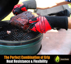 Grill Beast BBQ Glove Oven Mitts - Max Heat Resistant Grill & Cooking Pot Holders Set with Silicone & Aramid Kevlar