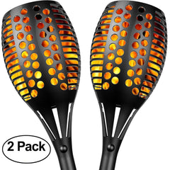 Solar Lights, Sunlitec Waterproof Flickering Flames Torches Lights Outdoor Landscape Decoration Lighting Dusk to Dawn Auto On/Off Security Torch Light for Garden Patio Deck Yard Driveway, 2 Pack