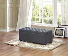 Homelegance Tufted Fabric Lift-Top Storage Bench, Grey