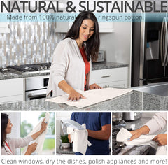 Aunti Em's Kitchen Flour Sack Dish Towels - Absorbent Natural Cotton for Embroidery and Drying Glass, Hand, Dinnerware - Thick, Zero-Lint with Hanging Loop - 27 x 27 Inch - Set of 13, Natural Color