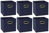Household Essentials 84-1 Foldable Fabric Storage Bins | Set of 6 Cubby Cubes with Handles | Teafog, 6 lbs, Grey
