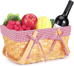 URFORESTIC Picnic Basket Natural Woven Woodchip with Double Folding Handles | Easter Basket | Storage of Plastic Easter Eggs and Easter Candy