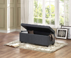 Homelegance Tufted Fabric Lift-Top Storage Bench, Grey