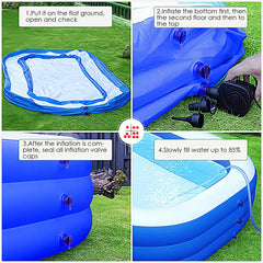 ZOCAI Baby Activity Gear Inflatable Swimming Pool for Kids,83""x 59""x 22"" Adults Outdoor Backyard Garden Swimming Pools for Family Full Sized Blow Up Pool for Kiddie(Blue)