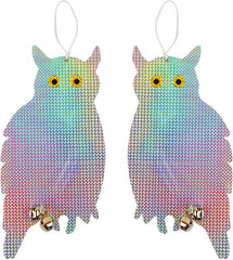 Tapix Owl Bird Repellent Reflective Holographic Bird Deterrent Hanging Device Effectively Keep Birds Away 2 Pack Owl to Scare Away Birds 15.3 x 8.2 inch, Best Bird Scare Device
