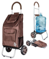 Dbest Trolley Dolly, Brown Shopping Grocery Foldable Cart