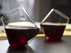 Hand Blown Stemless Wine Glasses, Set of 2 - Naturally Aerating, Elegant Wine Glassware for Cabernet, Pinot Noir, Merlot, and Blends - CulinexCo.com Spinning Wine Tumblers for Him and Her, 12 Oz. by Veracity & Verve