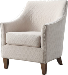 Emerald Home Furnishings Kismet Wembley Buff Accent Chair with Diamond Pattern Fabric And Nailhead Trim