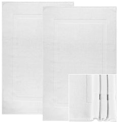 Alurri Bath Mat - 2 Pack - Machine Washable Cotton BathMats - Quick Dry Shower/Bathtub Step Out Bath Rug - Soft, Plush & Super Absorbent - Hotel, Spa Bathroom Floor Towel Mat (20x30, Washcloth)