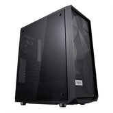 Fractal Design Meshify C - Compact Computer Case - High Performance Airflow/Cooling - 2X Fans Included - PSU Shroud - Modular Interior - Water-Cooling Ready - USB3.0 - Tempered Glass Light - Blackout