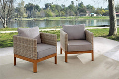 COSCO Outdoor Stacking Dining Patio Chairs, 4-pack, Aluminum, Tan